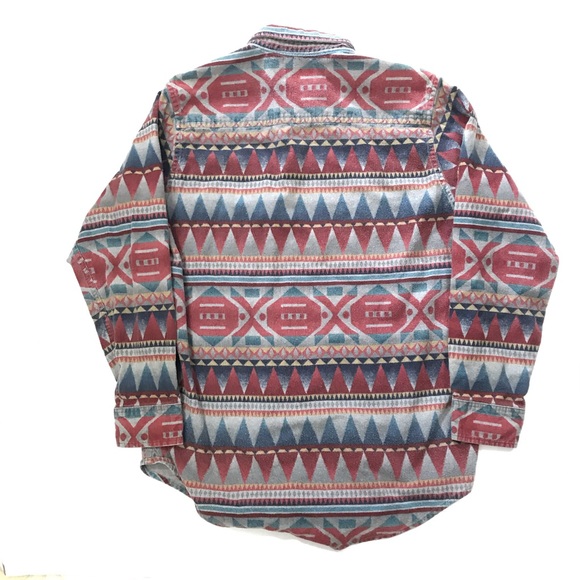 Vintage LL Bean Southwest Aztec Flannel Shirt - Picture 3 of 7